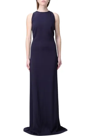 Alberta Ferretti Kleedjes, Dames, Blauw, S, Blauwe Mouwloze Maxi Jurk