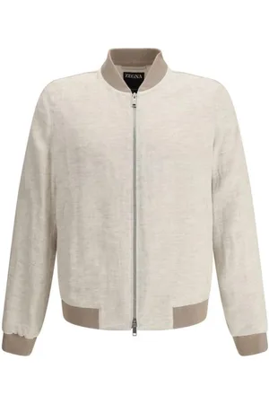 Ermenegildo Zegna Jassen, Heren, , S, Stijlvolle Linen Bomber Jacket