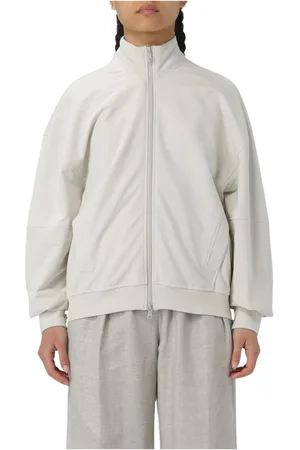 Brunello Cucinelli Sweatshirts & Hoodies, Dames, Wit, XS, Leer, Witte Zip Up Track Jacket