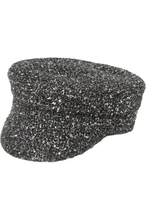 Ruslan Baginskiy Accessoires, Dames, Zwart, M, Zwarte Glitter Newsboy Cap