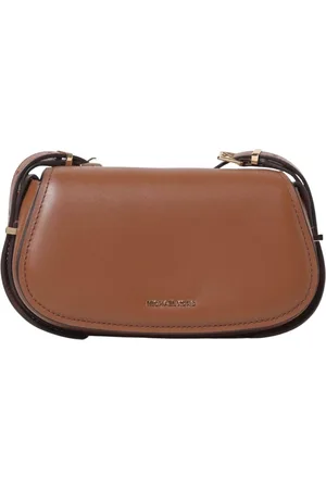 Michael Kors Tassen, Dames, Bruin, ONE Size, Bruine Leren Handtas met Gouden Hardware