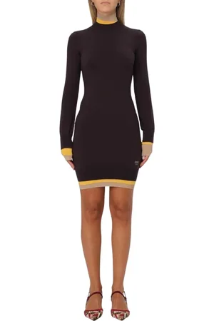 Fendi Kleedjes, Dames, Rood, 2Xs, Wol, Wijn Gebreide Mini Jurk
