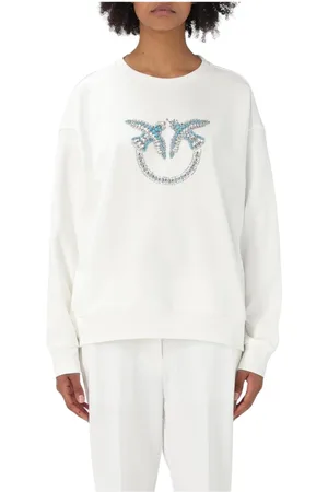Pinko Sweatshirts & Hoodies, Dames, Wit, M, Witte Embellished Sweatshirt voor Vrouwen