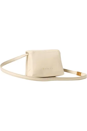 Marni Tassen, Dames, Wit, ONE Size, Leer, Witte Leren Clutch Tas Vrouwen