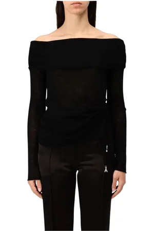 Patrizia Pepe Truien, Dames, Zwart, L, Zwarte Off Shoulder Gebreide Trui