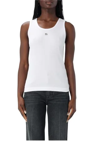 Dolce & Gabbana Tops, Dames, Wit, S, Katoen, Witte Geribbelde Tanktop