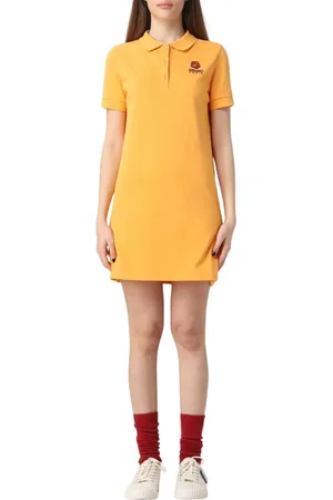 Kenzo Kleedjes, Dames, Oranje, L, Elegante Jurk Korte Mouwen Zwart