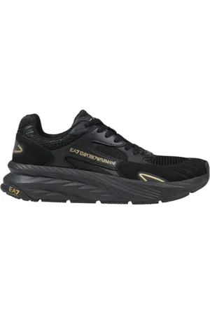 EA7 Schoenen, Heren, Zwart, 44 EU, Polyester, Lace-Up Sneakers met rubberen zool