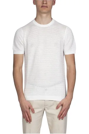 Paolo Pecora Tops, Heren, Wit, M, Crème Crewneck Sweater Heren Stijl