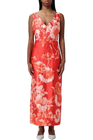 Erdem Kleedjes, Dames, Rood, L, Koraal Bloemen Maxi Mouwloze Jurk