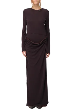 Fendi Kleedjes, Dames, Paars, 2Xs, Paarse Gedrapeerde Maxi Jurk