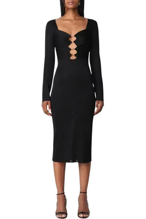 Tom Ford Kleedjes, Dames, Zwart, M, Zwarte Cut-Out Midi Jurk