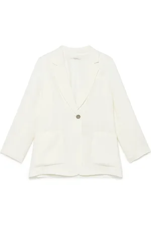 Maliparmi Jassen, Dames, Wit, M, Linnen, Natuurlijk Wit Linnen Jas
