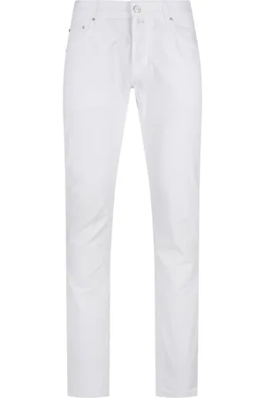 Jacob Cohen Jeans, Heren, Wit, W32, Katoen, Witte katoenen elastaanbroek