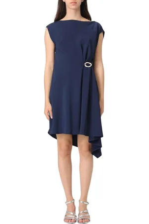 Liu Jo Kleedjes, Dames, Blauw, XS, Elegante Witte Jurk met Asymmetrische Zoom
