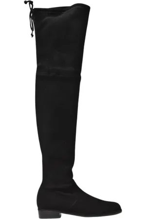 Stuart Weitzman Schoenen, Dames, Zwart, 37 EU, Suède, Zwarte Suède Over-de-Knie Laarzen