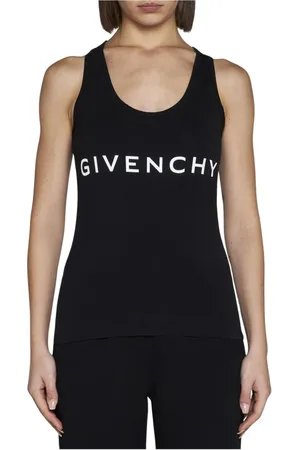 Givenchy Tops, Dames, Zwart, S, Katoen, Logo Tank Top Wit Vrouw