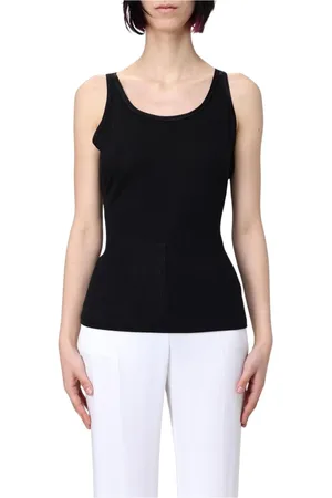 HUGO BOSS Tops, Dames, Zwart, XS, Zwarte Gebreide Trui met Geribbelde Details