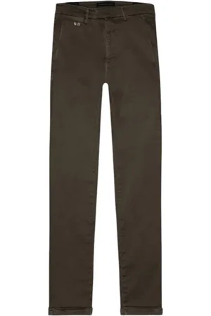 sartoria tramarossa Broeken, Heren, Bruin, W34, Katoen, Koffie Stretch Katoen Gabardine Slim Broek