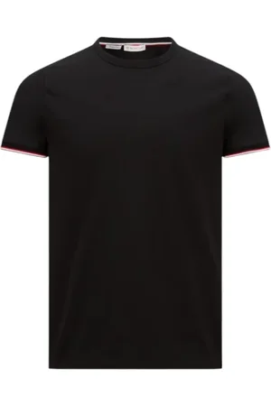 Moncler Tops, Heren, Zwart, 2Xl, Katoen, Tricolor Katoenen T-Shirt Zwart