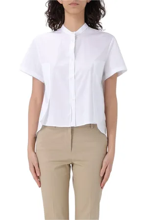 FAY Blouses & Shirts, Dames, Wit, L, Katoen, Witte Mandarin Kraag Shirt