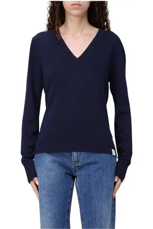 Peuterey Truien, Dames, Blauw, S, Blauwe Gebreide Crew Neck Sweater