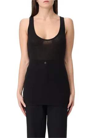 Elisabetta Franchi Tops, Dames, Zwart, M, Mouwloze Zwarte Top