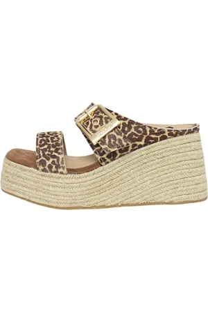 Colors of California Schoenen, Dames, Veelkleurig, 36 EU, Leer, Animal Print Plateau Sandalen Eco-Leer