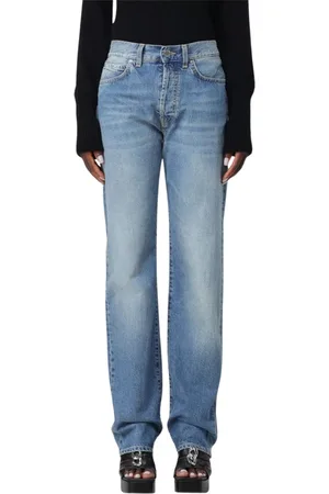 Pinko Jeans, Dames, Blauw, W26, Katoen, Stijlvolle Straight Leg Jeans voor Vrouwen