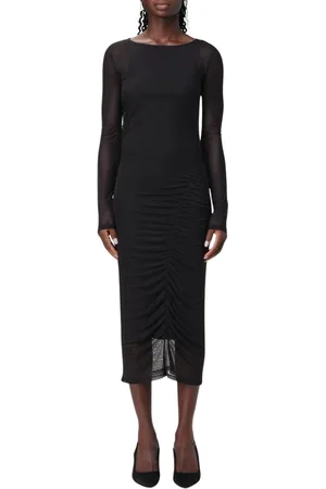 Patrizia Pepe Kleedjes, Dames, Zwart, L, Polyester, Elegante Mesh Jurk voor Vrouwen