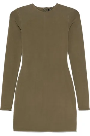 Entire Studios Kleedjes, Dames, Groen, M, Katoen, Militaire Katoen Spandex LS Mini Jurk