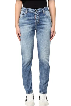 Dsquared2 Jeans, Dames, Blauw, L, Gedistresseerde cropped jeans voor stijlvolle vrouwen