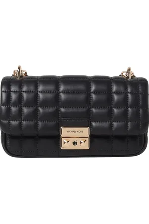 Michael Kors Tassen, Dames, Zwart, ONE Size, Bruine Gewatteerde Leren Schoudertas