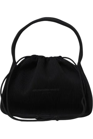 Alexander Wang Tassen, Dames, Zwart, ONE Size, Geribbelde Gebreide Mini Handtas