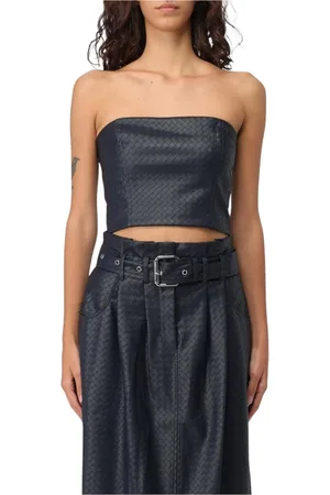 ROTATE Tops, Dames, Blauw, L, Leer, Blauwe Faux Leren Tube Top