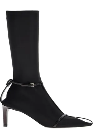 Jil Sander Schoenen, Dames, Zwart, 40 EU, Leer, Enkellaarsjes met gesp van leer