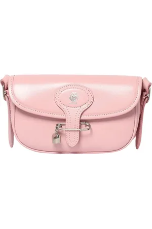 Bally Tassen, Dames, Roze, ONE Size, Leer, Roze Schoudertas Veiligheidsspeldsluiting