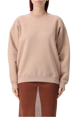 Saint Laurent Sweatshirts & Hoodies, Dames, Roze, M, Katoen, Roze Geborduurde Logo Sweatshirt