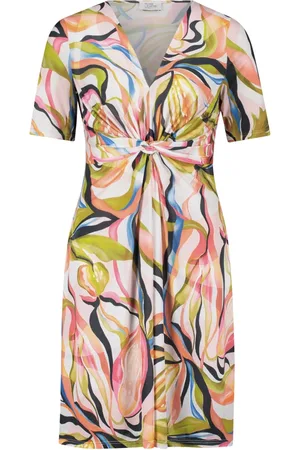 Vera Mont Kleedjes, Dames, Veelkleurig, M, Leer, Tropische Print Zomerjurk