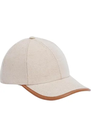 Fabiana Filippi Accessoires, Dames, Bruin, M, Linnen, Leren Baseballpet met Rand