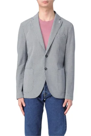 Manuel Ritz Jassen, Heren, Blauw, M, Katoen, Blauwe Gingham Check Blazer