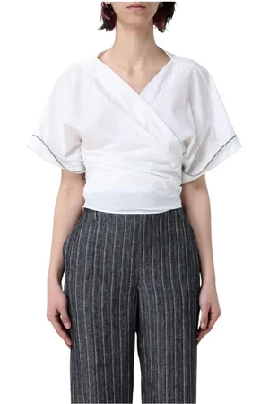 Brunello Cucinelli Blouses & Shirts, Dames, , XS, Rode Wrap Top Korte Mouwen
