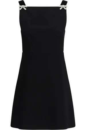 Prada Kleedjes, Dames, Zwart, M, Crystal Bow Mini Jurk