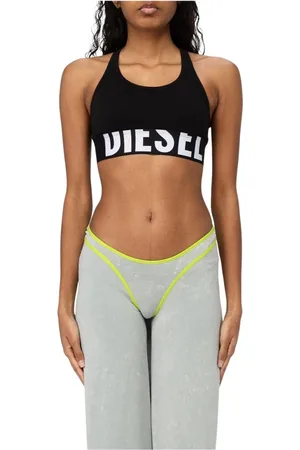 Diesel Tops, Dames, Zwart, S, Katoen, Zwarte Racerback Sportbeha met Logo