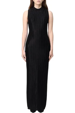 Tom Ford Kleedjes, Dames, Zwart, M, Elegante Groene Geribbelde Gebreide Maxi Jurk