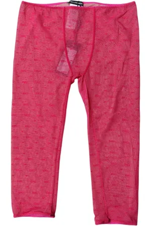 Dolce & Gabbana Broeken, Dames, Paars, S, Nylon, Logo Kant Lingerie Crop Ondergoed