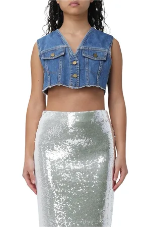 Serafini Jassen, Dames, Blauw, S, Denim, Blauwe Denim Vest