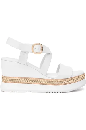 Nero Giardini Schoenen, Dames, Wit, 38 EU, Leer, Witte Sleehak Sandalen Elegant Gesp Sluiting