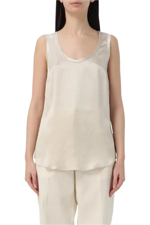 Brunello Cucinelli Tops, Dames, , XS, Bruine Zijden Cami Top Elegant Ontwerp