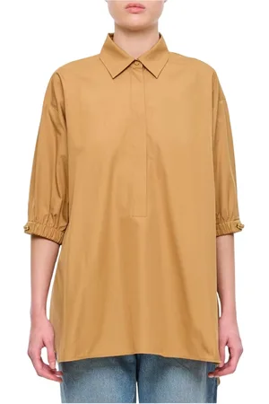 Max Mara Blouses & Shirts, Dames, Bruin, M, Katoen, Bruine Katoenen Shirt, Elegante Stijl
